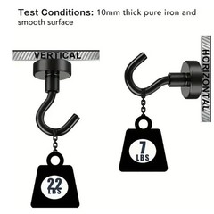 6 Pack 110 Lbs Magnetic Hooks Heavy Duty, Neodymium Magnet Hooks, Strong Black M