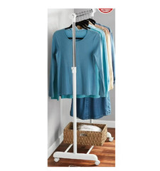 Mainstays Adjustable Metal Rolling Garment Clothes Rack, Chrome & White……
