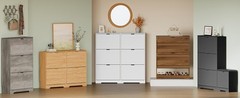 Shoe Storage Cabinet for Entryway with 4 Flip Drawers, Hidden Slim Wood Shoe