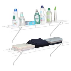 HAUSHOF 2-Pack Heavy Duty Closet Shelves Wall Mounted 4ftx12in Wire Shelving NEW