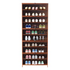 10-Tier Bamboo Shoe Rack Cabinet Organizer Wooden Shelf Stand Storage Book Shelf