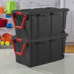 Sterilite 1469 40 Gal. Wheeled Industrial Tote – Black, 2 Pack (14699002)