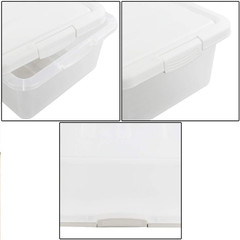 Durable 14 Quart Plastic Storage Bins with Lids – Set of 2, White
