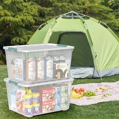 Idotry 85 Qt Clear Plastic Stackable Latching Storage Box w/ Lid & Wheels 2 Pack