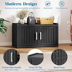 Waterproof UV-Resistant Shoe Storage Cabinet with Adjustable Shelves, Black
