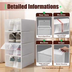 20Pcs Home Stackable Clear Plastic Transparent Shoe Box Storage Organizer