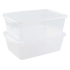 2 Pack 16 Quart Clear Latching Bin Plastic Multiuse Container Box Lid