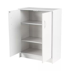 32 In. H X 24 In. W X 12 In. D White Wood Look 2-Door Stackable Storage Organize
