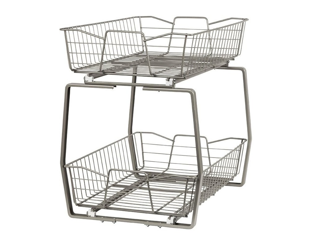 ClosetMaid 14 in. Pull Out Cabinet Organizer, 2 14-Inch Two Tier, Nickel
