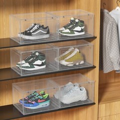 6-Packs Magnetic Drop Side Shoe Box Storage Containers Sneaker Display Cases