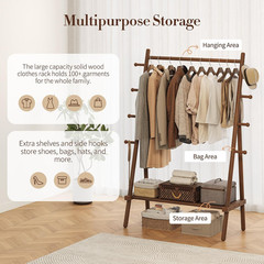 Yoobure Solid Wood Clothes Rack – Heavy Duty Clothing Racks for Hanging Clothes