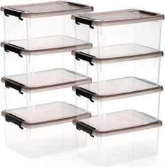 Nicunom 8 Packs Small Storage Bins with Lids, 9.1″L x 6.7″ W x 4.1″ H, Clear