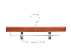 Wood Pant Hangers 50 Cherry Boutique Wooden Skirt Slacks Clip Swivel Hook 14″