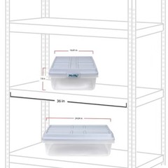 40qt Clear Plastic Storage Bin with Gray HI-RISE Stackable Lid: Snap Closure