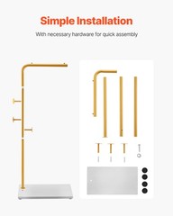 VEVOR Coat Rack Freestanding Coats Rack with Quartz Stone Base & 3 Round Hooks