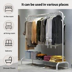 Heavy Duty Garment Hanging Rail Stand Rolling Clothes Rack Closet Storage NEW