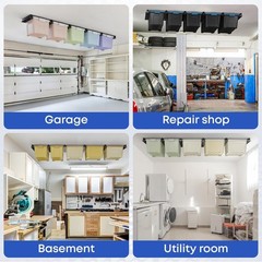 Garage Ceiling Storage Rack Heavy Duty Metal Overhead Organizer for Tote Bins