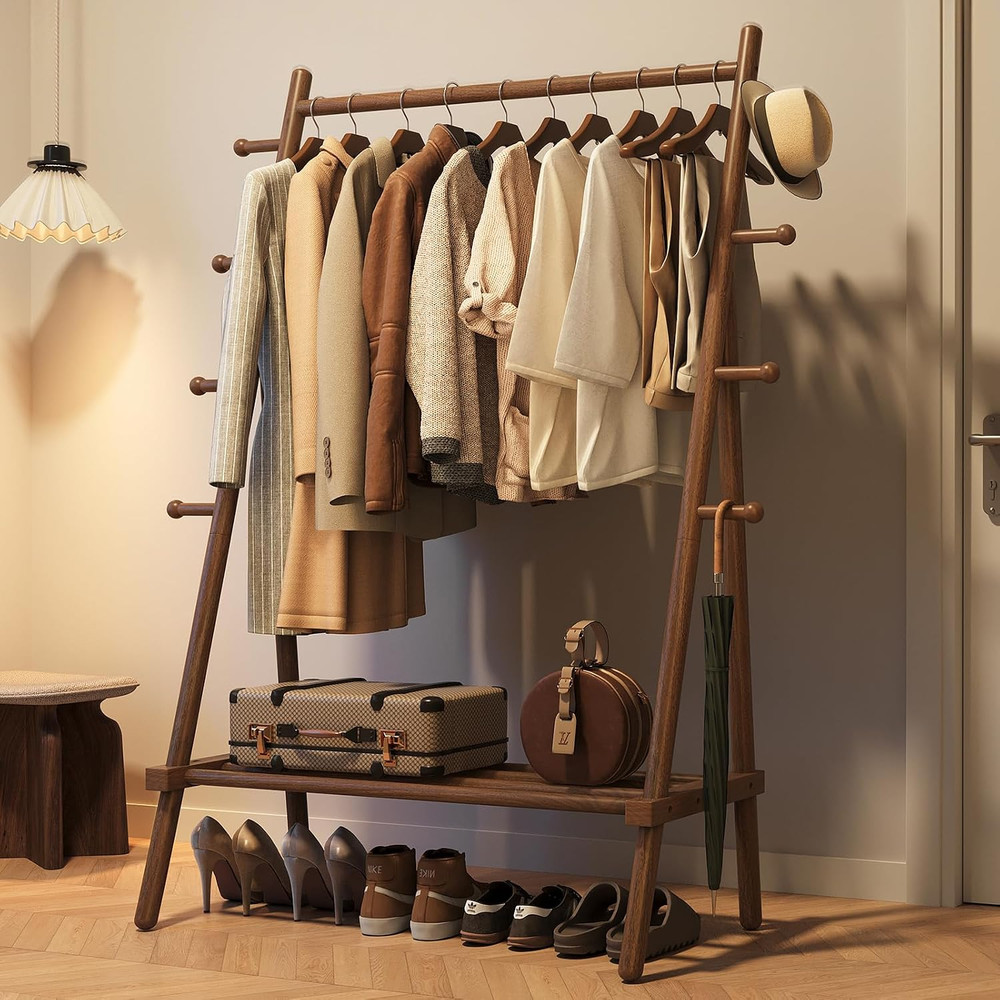 Yoobure Solid Wood Clothes Rack – Heavy Duty Clothing Racks for Hanging Clothes