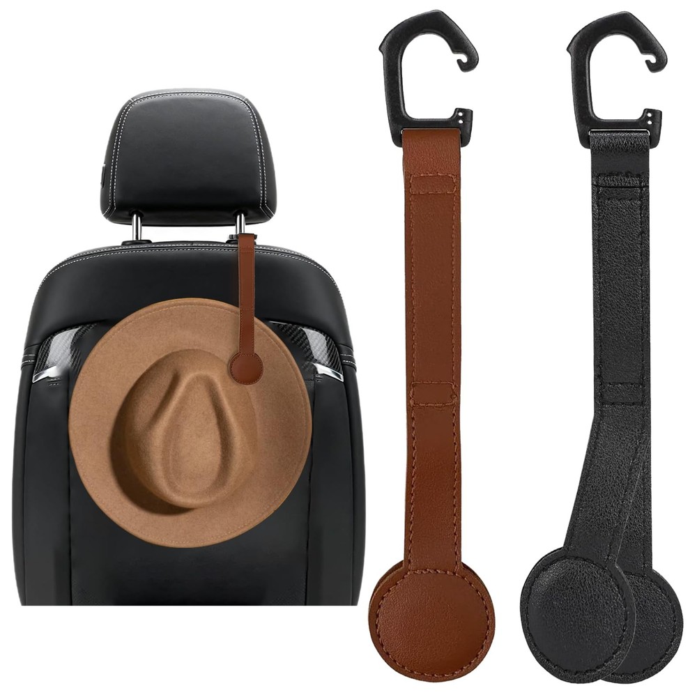 2 Pcs Cowboy Hat Holder for Truck,Magnetic Hat Clip,Leather Hat Holder for Ca