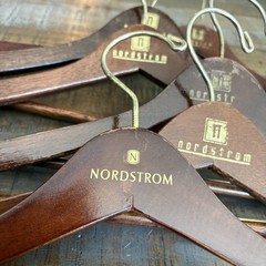 Nordstrom Wooden Hangers Lot of Six(6) Mahogany Cherry High Gloss Suits Jackets
