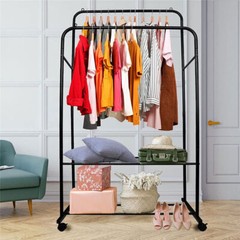 Heavy Duty Clothes Rack Industrial Pipe Garment Rack Rolling Storage Cart Rails