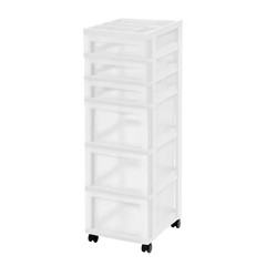 6 Drawer Storage Cart with Organizer Top, White and Pearl (14.25 In. L X 12.05 I