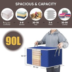 6 Pack Clothes Storage Bags, 24 Gallon Storage Containers with Reinforced Handl