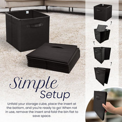 Black Fabric Storage Cubes 8 Pack – 11×11 Collapsible Organizer Bins