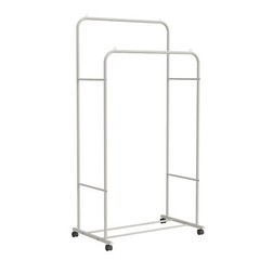 Double Rod Metal Clothing Garment Rack on Wheel Heavy Duty Portable Closets