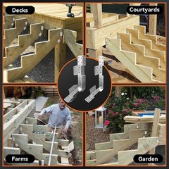 10 Pcs Adjustable Deck Stair Brackets, 18 Gauge Heavy Duty Galvanized Universal