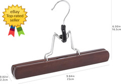 10 Pack Wooden Pants Hangers Cherry Closet Organizer Non Slip Trouser Hangers