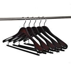 Luxury Wide Shoulder Wooden Hangers 18 Pack with Velvet Bar Smooth Mahogany F…