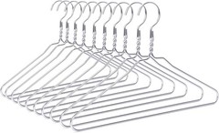 Silver Aluminum Metal Coat Hangers Heavy Duty Suit Hangers 10 Pack (Adult Siz…