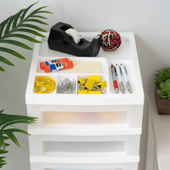 9-Drawer Narrow Plastic Storage Drawer Cart with Organizer Top, White