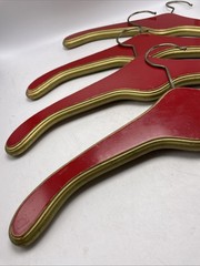 Clothes Hanger Hollywood Regency Red Gold Wood Heavy Set 4 Vintage Closet MCM