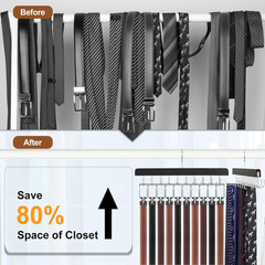 20 Hooks 2 in 1 Belt Tie Hanger for Closet Max 30 Belts with 30 Ties Capacity, B