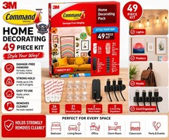 3M Command 49 Piece Home Decorating Kit Wall Hooks Clips Poster Strips Bundle