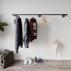 71“ Clothing Rack Wall Mount Clothes Rail Garment Hanger Bar Laundry Drying Rack