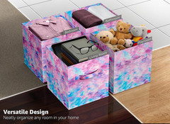 Tie Dye Fabric Storage Cubes – 6 Collapsible Bins for Organizing & Toys