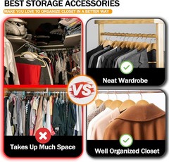 Wooden Hangers Pack of 20 & 60 & 100 Suit Hangers Premium Natural Finish Home US