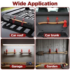 4 PCS Heavy Duty Metal Rubber Clamp Shovel Mounts Roof Rack Wall Mount Kit