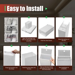 20pc Large Plastic Shoe Storage Boxes Drawer Stackable Foldable Organiser Clear