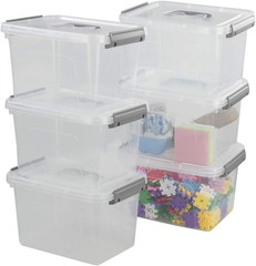 6-Pack 6 Quart Clear Latch Storage Boxes with Handles for Easy Organization