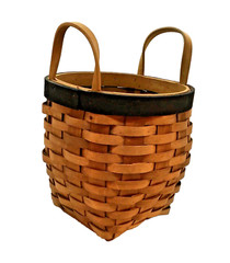 Vtg Beulstone Split Wood Woven Basket w/ Handles Storage 9.25″ Farmhouse Cottage