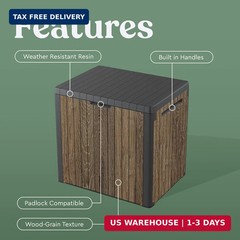 Keter Signature Everwood 30 Gallon Resin Outdoor Storage Box and Patio Furniture