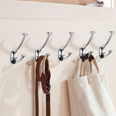 Polished Chrome Hooks Decorative Heavy Duty Solid Large Coat Towel Robe 2 PCS