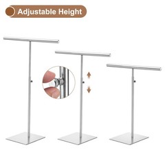Silver Necklace Display Stand Adjustable Height Jewelry Rack T Bar