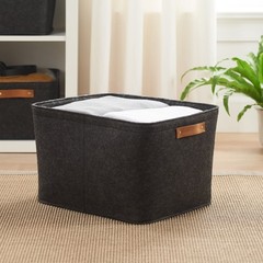 Large Gray Felt Decorative Storage Basket 16.5 in x 14 in x 10.5 in