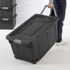 Sterilite Extra-Large Wheeled Industrial Storage Bin 40 Gal Gray, 2 Pack