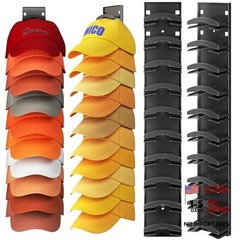 Hat Organizer Hold up to 20 Hats, 2 Pack Hat Rack for Wall with Black 2pcs
